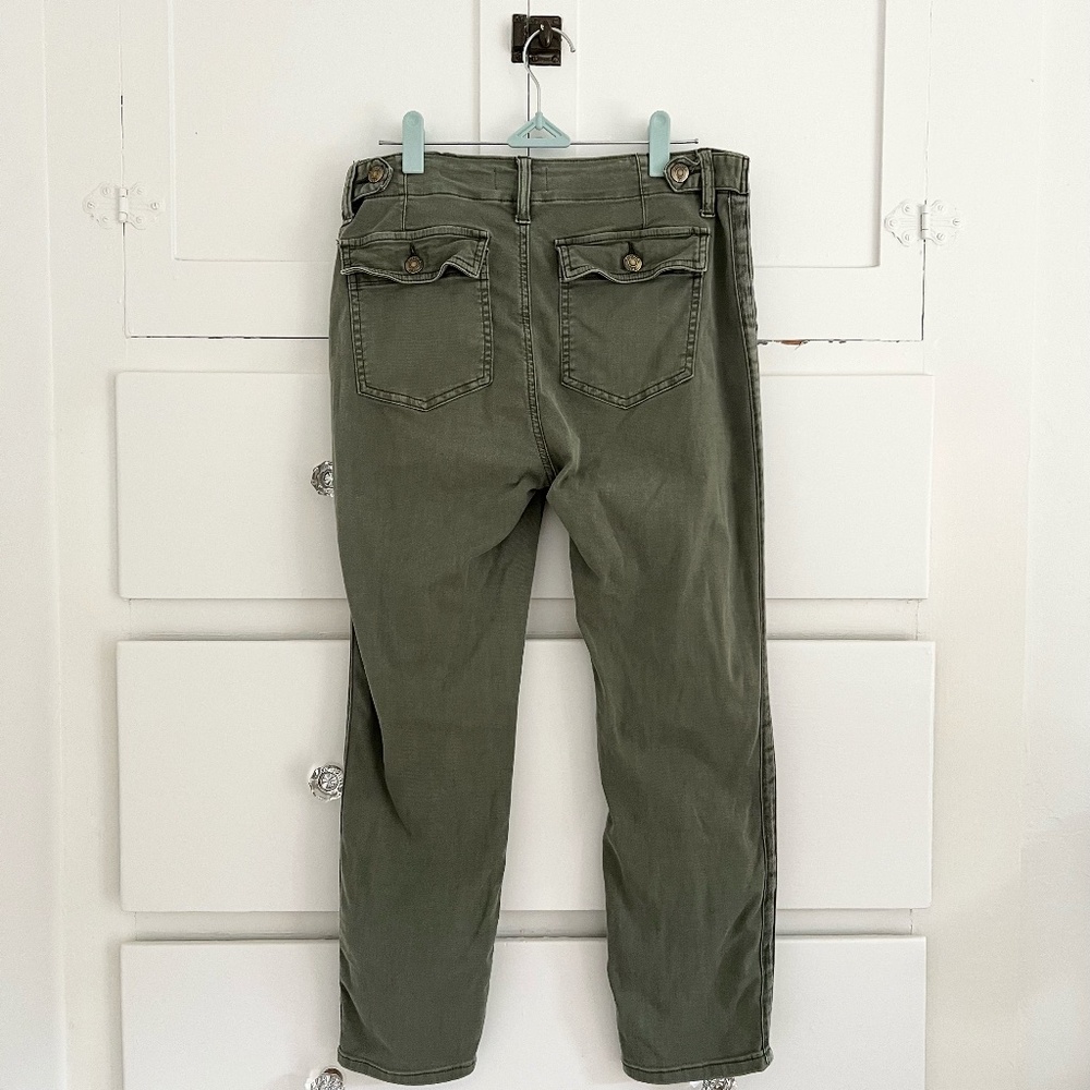 Pistola Mara Straight Leg Utility Cropped Pants in Olive Green Size 27 - Picture 2 of 8